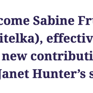 "JJS is excited to welcome Sabine Frühstück as new coeditor (with Morgan Pitelka), effective June 1. We look forward to Sabine's new contributions to JJS and are deeply grateful for Janet Hunter's service 2015-22"